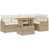 vidaXL 6-dijelni vrtni sofa set s jastucima bež poli ratan akacija, 2-sjedalo vrtni sofa s jastucima bež poli ratan Cijene