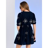 Sinsay Pamučna babydoll mini haljina s vezenim cvjetovima | shoptok.hr