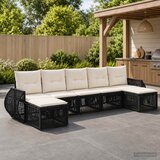  Sjedeća garnitura za vrt 7 kom. Crna i krem-bijela poliratan 70 x 62 x 70 cm | Shoptok.si