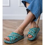 D/CEO Green flip-flops with rhinestones on straps Kelara | Shoptok.si