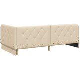 vidaXL Kotna postelja z vzmetnico z vzglavjem krema 90 x 190 cm blago | Shoptok.si