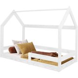 springos BD0006WH – Dječji krevet kućica s ogradom 160 × 80 cm, bijeli | shoptok.hr