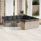 Maison Chic Seti vrtnega pohištva - Vrtna garnitura - Vrtni pohištvo set 13-delna z blazinami siv poli ratan, (21809043) | Shoptok.si