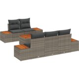 vidaXL set od 6 komada vrtnih kauča s jastučićima sivi poli ratan akacija | shoptok.hr