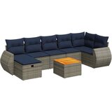 vidaXL Vrtna garnitura - 8-dijelni set vrtnih sofa od poliratana s jastucima sivi - Siva 1 | shoptok.hr