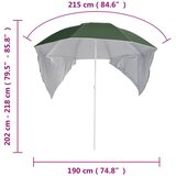  Suncobran za plažu s bočnim stijenkama zeleni 215 cm | shoptok.hr
