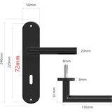 AWMNSRMAN 2x komplet črnih kljuk za notranja vrata z dolgimi ščiti, 72 mm BB | Shoptok.si