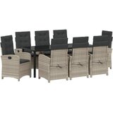  Vrtni set za objed 9 kom. Svijetlo siva poliratan | shoptok.hr