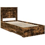  Krevetna konstrukcija s ladicama Dimljeni hrast 100 x 200 cm | shoptok.hr