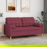 vidaXL Kavč dvosed z blazinami vinsko rdeč 140 cm blago Cene