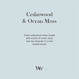 WoodWick Cedarwood & Ocean Moss mirisna svijeća s drvenim fitiljem 610 g | shoptok.hr