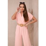 Kesi Włoski Overalls with a decorative belt at the waist salmon | shoptok.hr