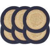 vidaXL podmetači 6 kom prirodna i modra boja 38 cm od jute i pamuka | shoptok.hr