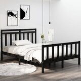 Maison Chic Posteljni okvir - Dvoposteljna postelja - Zakonska postelja črn iz trdnega lesa 140x190 cm-J14095, (21764674) | Shoptok.si
