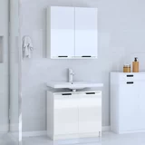 vidaXL Garnitura kopalniških omaric 2-delna visok sijaj bela inž. les