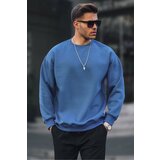 Madmext Men's Indigo Crew Neck Oversize Raised Basic Sweatshirt 6048 Cene