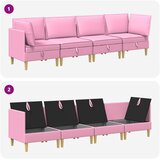  Set namještaja za dnevni boravak 4 pcs Ružičasta Tkanina | shoptok.hr