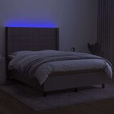  Box spring s madracem LED smeđesivi 140x200 cm tkanina | shoptok.hr
