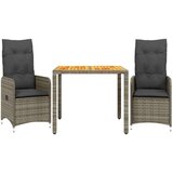 vidaXL 3-dijelni vrtni bistro set od poliratana s jastucima sivi | shoptok.hr