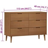 vidaXL Predalnik MOLDE rjav 113x40x80 cm trdna borovina | Shoptok.si