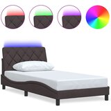 Maison Chic Posteljni okvir - Dvoposteljna postelja - Zakonska postelja z LED brez vzmetnice temno rjav 100x200cm blago, (21697477) Cene