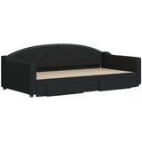  Dnevni krevet na razvlačenje s ladicama crni 100x200 cm tkanina | shoptok.hr
