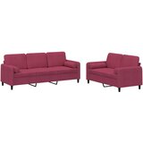  2-dijelni set sofa s jastucima crvena boja vina baršunasti | shoptok.hr