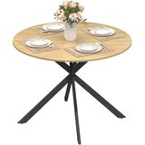 HOMCOM jedilna miza, iverna plošča, jeklo 100D x 100Š x 75V cm, hrast, (5000242598) | Shoptok.si