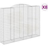 vidaXL Obokane gabion košare 8 kosi 300x50x220/240cm pocinkano železo, (21131424) Cene