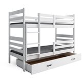 BMS Dječji drveni krevet na kat Eryk s ladicom 190x90 cm, bijeli, s madracima od PE pjene 8 cm | shoptok.hr
