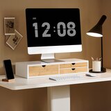 SoBuy stojalo za monitor z predalom dvigalo za mizo bela, (5000009210) | Shoptok.si