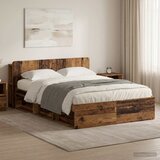  Okvir kreveta s pohranom s uzglavljem Staro drvo 135 x 190 cm | Eponuda.com