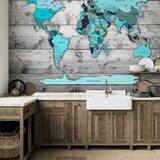  Foto tapeta - World Map: Blue Continents 100x70 Vodootporna | shoptok.hr