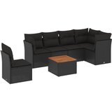  7-dijelni set vrtnih sofa od poliratana s jastucima crni | shoptok.hr