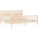  Kreveta s uzglavljem 200 x 200 cm od masivnog drva | shoptok.hr