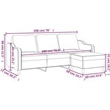  Trosjed s tabureom svjetložuti 180 cm od tkanine | shoptok.hr