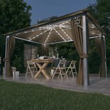 vidaXL sjenica sa zastorom 4 x 3 m smeđe-siva aluminijska Cijene
