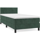 vidaXL Box spring postelja z vzmetnico temno zelena 100x200 cm žamet, (20930433) | Shoptok.si