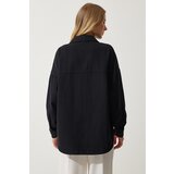  Women's Black Star Embroidered Oversize Shirt Jacket | Eponuda.ba