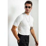 Dewberry 33307 Mens Crew Neck Short Sleeve Thin Knit Sweater-WHITE | shoptok.hr