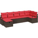 vidaXL Set sofe 4 kom. poliratan - Smeđa Crvena bez stola | shoptok.hr