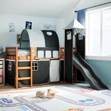 vidaXL Otroški pograd s tunelom bel in črn 90x200 cm trdna borovina Cene