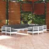 Maison Chic Seti vrtnega pohištva - Vrtna garnitura - Vrtni pohištvo set 12-delna z blazinami bela borovina, (21816468) | Shoptok.si