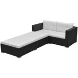 The Living Store Vrtna sedežna garnitura z blazinami 3-delna poli ratan črna - Komplet Vrtnih Kavčev, (21423514) | Shoptok.si