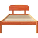  Krevetni okvir s uzglavljem Wax smeđi 90x200 cm Čvrsta drvena borovina | shoptok.hr