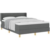 vidaXL Postelja s škatlastim vzmetenjem z vzmetnico temno siva 140x200 cm tkanina, vzglavje z zasnovo linij temno sivo 140 cm tkanina | Shoptok.si