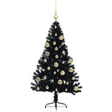 vidaXL Umjetna preddekorirana božićna jelka Črna 120 cm PVC | Shoptok.si