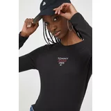 Tommy Jeans Majica z dolgimi rokavi ženski, črna barva