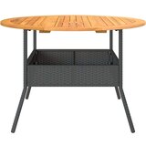  Vrtna miza z leseno mizno ploščo črna Ø110x71 cm poli ratan | Shoptok.si