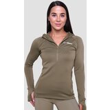 GymBeam ženska majica za trčanje 1/2 zip vetiver